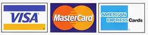 Visa, Mastercard, and American Express accepted